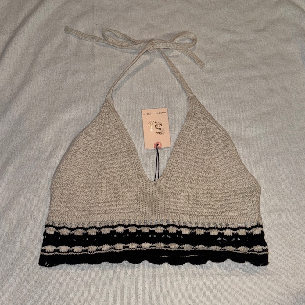 NWT Knit Halter Top with Black Pattern